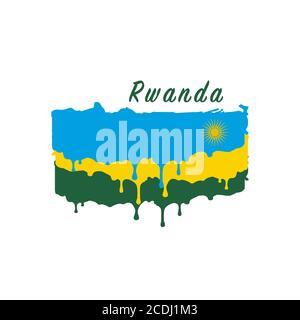 Bemalte Ruanda Flagge, Ruanda Flagge Farbe tropft. Vektordarstellung auf weißem Hintergrund isoliert Stock Vektor