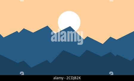 vektor-Illustration einer Berglandschaft mit Sonnenuntergang Stock Vektor