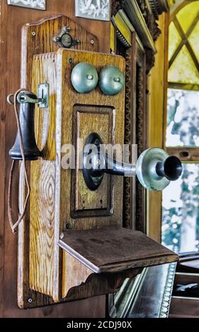 Alte Antike Alte Wand Telefon Stockfoto