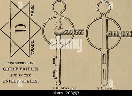 . Züchter und Sportler . Kann ohne Schlafstörungen beim Füttern und Schlafen getragen werden. Eine SPEZIFISCHE FÜR CATAREH IN PFERDEN heilt und verhindert STAUPE, und alle ansteckenden Krankheiten HUSTEN, ERKÄLTUNGEN, ROSA-AUGE, IN-FLUENZA, NASAL, GLEET, HEAVES, etc. Die einzige wirksame Methode erfunden, um medizinische direkt auf den Sitz der oben genannten Erkrankungen bei Pferden und Rindern. Adresse Welch Inhaler and Medicine Co., 37 Second St., San Francisco, Cal. Gesendet per Express C. O. »., oder auf Quittung ef Preis, 5.00 US-Dollar. DANIELS alle geschmiedet echte Stahlpoliert Bits.. REGISTRIERT IN GROSSBRITANNIEN UND IN DEN VEREINIGTEN STAATEN Stockfoto
