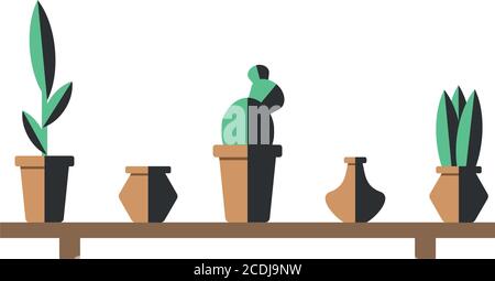 Pflanzen Kollektion Set Vektor Illustration, flache Stil Stock Vektor