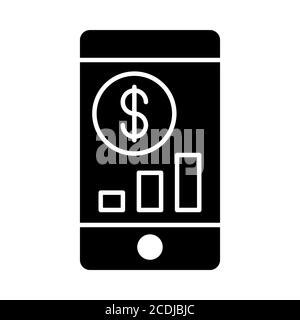 Mobile Currency Banking Glyph-Symbol Stockfoto