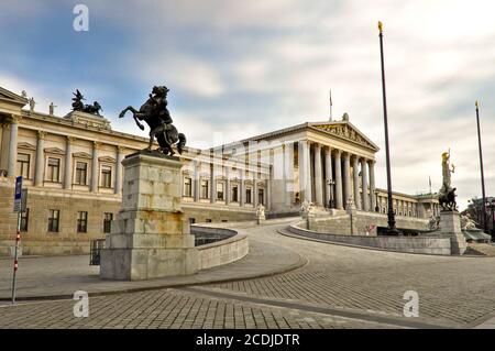 Österreichisches Nationalparlament in Wien, Österreich Stockfoto