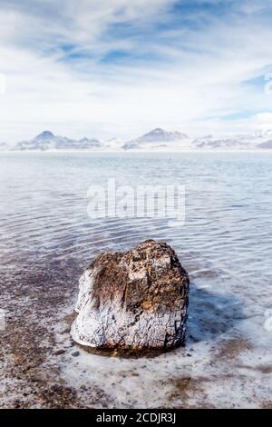 Überflutete Bonneville Salzebenen in Utah, USA. Stockfoto