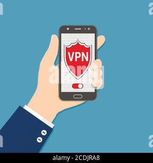 VPN Vitual Private Network Proxy-Anwendung auf dem Smartphone Stock Vektor