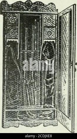. Stab und Pistole . 255 East ^urcon Ave. The Clifton Motor Works CINCINNATI, OHIO, USA. *25 Hardwood Mission finished GUN CABINET * 12.50 Höhe 70 Zoll; Breite 2S Zoll; Tiefe 12 inche*Senden Sie für unsere illustrierte Waffe Catalosu* die H. H. Kiffe Co. L^^y^rr^ Stockfoto