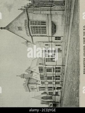 . Alden's Oxford Guide : mit Schlüssel-Plan der Universität und Stadt, und zahlreiche Stiche . ici^mm. 124 Alden*s Oxford Guide. Das fünfhundert Jahre alte New College of Wykeham (12). Die E.front blickt auf Mansfield-Straße, die sich nach Norden bis zur Savile-Straße erstreckt. Diese Institution wurde 1786 in Manchester als ManchesterAcademy gegründet und widmet sich der Wahrheit, der Freiheit, der Religion. Im Jahre 1803 wurde es nach York, aber im Jahre 1840 wurde es zurück nach Manchester, und war an der University of London. Im Jahr 1853 wurde es nach London entfernt ;aber die Treuhänder, die schließlich beschlossen, ihre academ übertragen Stockfoto