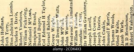 . Der ... Jahresbericht der American Society for Colonizing the Free People of Color of the United States . ane, Canton, Mass.Caleb Oaties, Danvers, Mass.Mrs Hetty McErven, Nashville, ten.Rev G Lemmon, Fauquier County, VaKev i J Roberts, Edgefield, S- C.John McDowell, Romney, VA,Rev John McDonald, Do.E F Backus, New Haven, Conn.Josiah Bissell, Rochester, N. YJohn McPhail, Norfolk, V.WM Maxwell Do.Hon Edward MGehae, Mississippi.Rev Dr J P Thomas, Louisiana.Mrs Lydia Anciaux, Savannah, Geo.Rev Nathl S Prime, Cambridge, N. YRev Dr Bullions Do. Rev J Allan, Hunfsville, Alabama.CHS i Aldis, Br Stockfoto