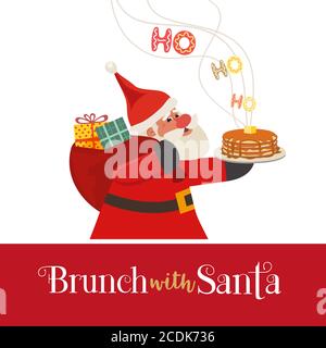 Brunch mit Santa Fancy Holiday Vektor flache Ikone Stock Vektor