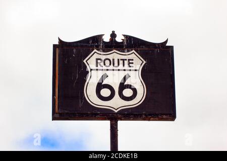 Route 66-Straßenschild Stockfoto