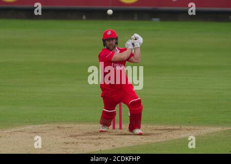 Chester le Street, England, 27. August 2020. Steven Croft mit dem Lancashire Lightning gegen Durham Cricket in der Vitality Blast. Stockfoto