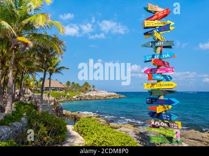 XCARET, MEXIKO - APRIL 16,2019 : der Xcaret Park an der Maya Riviera in Mexiko an einem schönen sonnigen Tag Stockfoto