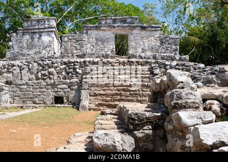 Alte maya-Ruinen im Dschungel von Yucatan in Mexiko Stockfoto