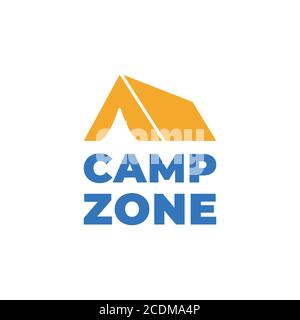 SCHILD CAMPING ZONE. Campingplatz Schild isoliert auf weiß . Vertikales Banner. Vektor Stock Vektor