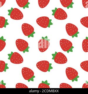 Vektor nahtlose Muster mit Erdbeeren und Blättern. Vintage natürlicher Hintergrund. Helle Hand Zeichnung Textur Stock Vektor