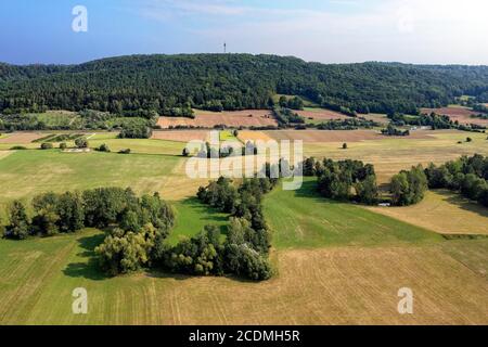 Pegnitzaue in Kulturlandschaft, Markt Hersbruck, Herbrucker Schweiz, Bezirk Nuernberger Land, Mittelfranken, Franken, Deutschland Stockfoto