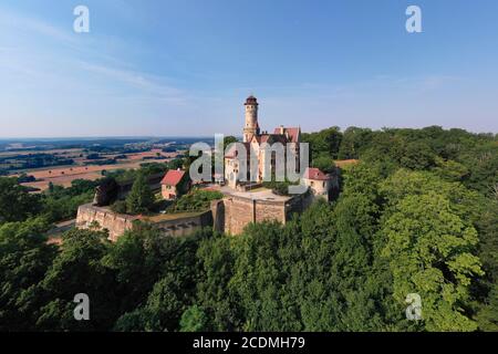 Altenburg, mittelalterliche Hügelburg auf 400m, Wahrzeichen von Bamberg, erstmals urkundlich 1109, Luftaufnahme, Bamberg, Steigerwaldhöhe, Oberfranken Stockfoto