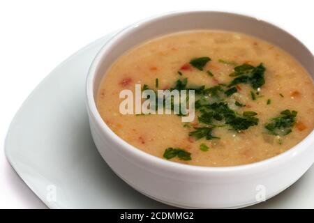 Gemüsesuppe mit Fleischbällchen und Kartoffel Stockfoto