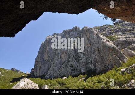 Anica Kuk in der Paklenica Schlucht, Kroatien Stockfoto