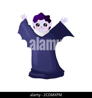 Niedliche Cartoon Vampir Charakter – Symbol für halloween. Vektor-Illustration von niedlichen Graf Vampir in dunklen Mantel. Isoliert auf weißem Hintergrund. Stock Vektor