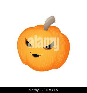 Niedlicher Kürbis mit gruselig lächelndem Gesicht. Halloween Kawaii Maskottchen – kleiner Kürbis. Cartoon Vektor Figur Illustration. Isoliert auf weißem Hintergrund. Stock Vektor