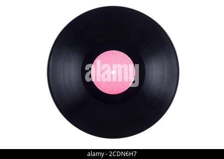 Leere Vinyl-Schallplatte isoliert auf Weiß Stockfoto