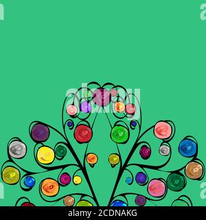 Abstrakte Baum mit gemusterten farbigen Obst Stockfoto