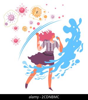 Stärkung des Immunsystems durch Trinkwasser, gesunde Lebensweise Stock Vektor