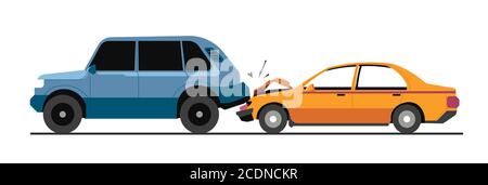 Verkehrsunfall, Verkehrsunfall mit beschädigten Fahrzeugen Vektor Stock Vektor