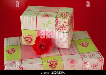 Geschenke in rosa Geschenkpapier verpackt - 8 Stockfoto