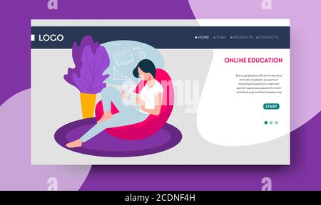 Online-Bildung von zu Hause aus, fernes Erlangen von Wissen Stock Vektor