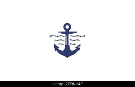 Anker oder Schiff oder Meer oder Wasser oder Matrosen Logo Design Stock Vektor