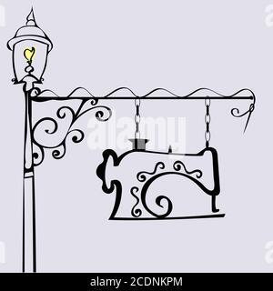 Nähwerkstatt unterzeichnen Atelier Schneiderei Stockfoto