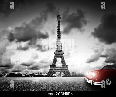 Effel Tower, Paris, Frankreich. Schwarz und Weiß, vintage Stockfoto