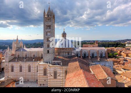 Siena, Italien Panorama Dachterrasse mit Blick auf die Stadt. Kathedrale von Siena, Duomo di Siena. Stockfoto