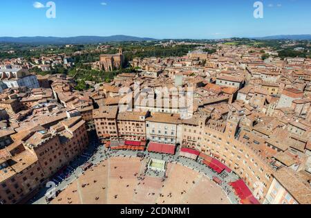 Piazza del Campo, Campo Platz in Siena, Toskana, Italien. Stockfoto