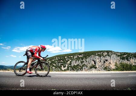 Andre Griepel 2016 Tour De France Etappe 13 Bourg-Saint-Andéol nach La Caverne du Pont-d'Arc. Individuelle Zeitprüfung. Stockfoto