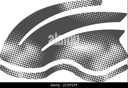 Fahrradhelm-Symbol im Halbton-Stil. Schwarz-Weiß-Vektorgrafik. Stock Vektor