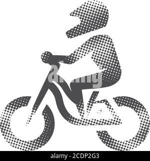 Mountainbike-Ikone im Halbton-Stil. Schwarz-Weiß-Vektorgrafik. Stock Vektor