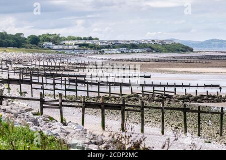 Nordwales Küstenstrand zwischen Abergele und Llanddulas in Richtung Llanddulas und darüber hinaus Stockfoto