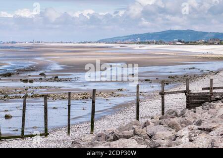 Nordwales Küstenstrand zwischen Abergele und Llanddulas in Richtung Rhyl Stockfoto