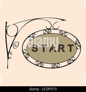 Start text auf Vintage street sign Stockfoto