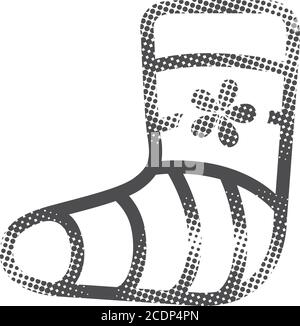 Verletztes Fußsymbol im Halbtonstil. Schwarz-Weiß-Vektorgrafik. Stock Vektor