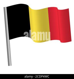 Belgien Flagge winkt auf einer Stange Stockfoto
