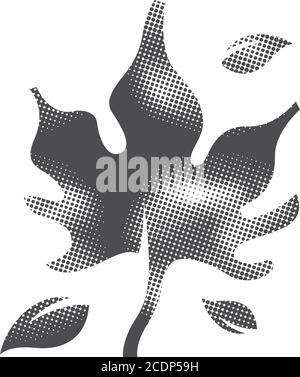 Ahornblatt-Symbol im Halbton-Stil. Schwarz-Weiß-Vektorgrafik. Stock Vektor