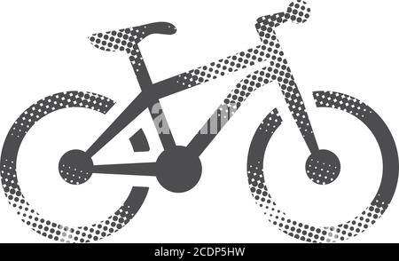Mountainbike-Ikone im Halbton-Stil. Schwarz-Weiß-Vektorgrafik. Stock Vektor