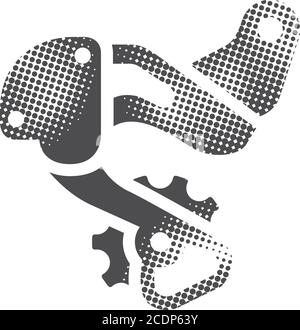 Schaltwerk Symbol im Halbton-Stil. Schwarz-Weiß-Vektorgrafik. Stock Vektor