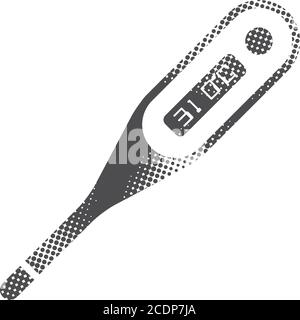 Thermometer-Symbol im Halbtonstil. Schwarz-Weiß-Vektorgrafik. Stock Vektor