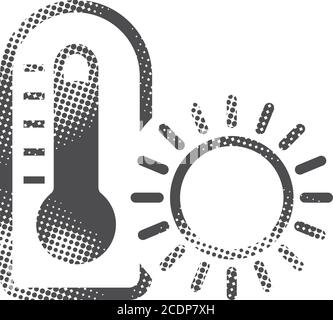 Thermometer-Symbol im Halbtonstil. Schwarz-Weiß-Vektorgrafik. Stock Vektor