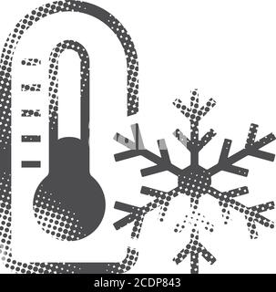 Thermometer-Symbol im Halbtonstil. Schwarz-Weiß-Vektorgrafik. Stock Vektor